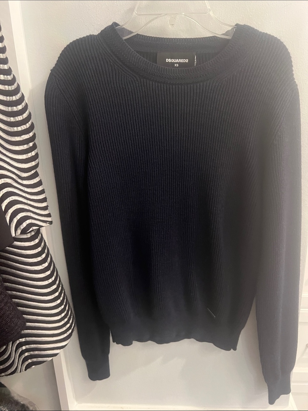DSQUARED2 Men's Black Ribbed Crewneck Knit Sweater